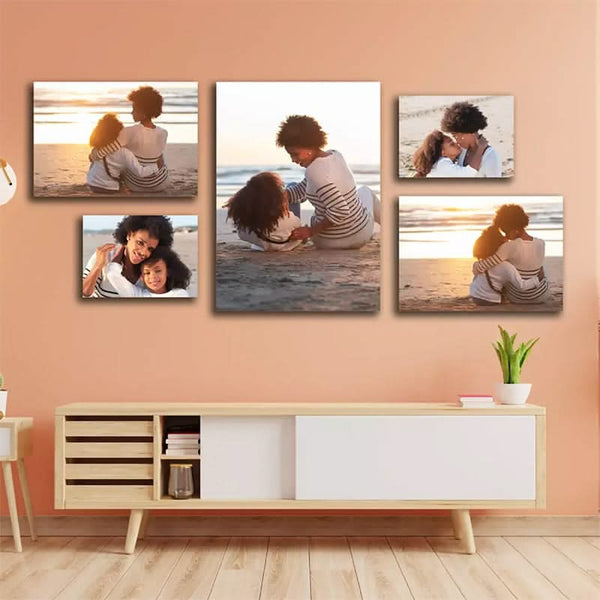Custom Multi Panels Canvas Sets, 5 Piece Photos Into Canvas Print Sets, Decorate Your Photos Wall Art