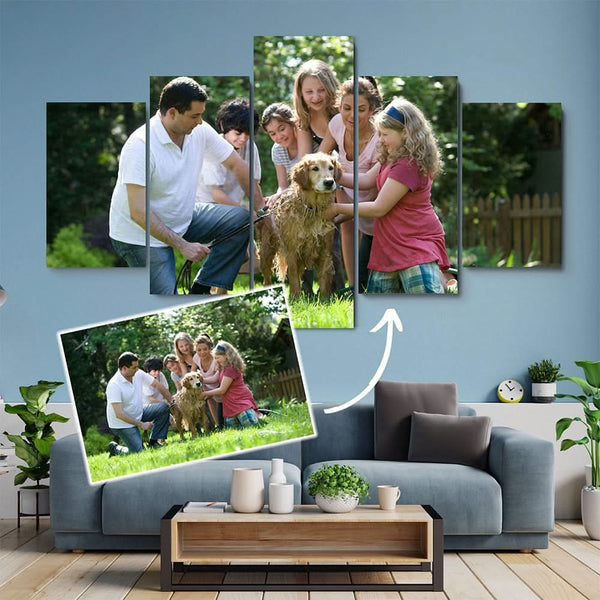 Custom Your Personalized 5 Panels Split Canvas Prints, Create Your Own Photo Canvas Print