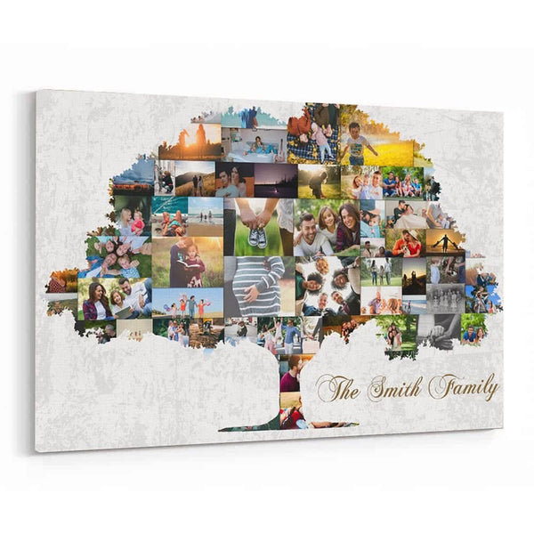 Family Tree Art Print Wall Art Canvas, Family Tree Collage, Custom Pictures Collage, Personalized Family Sign Wall Decor